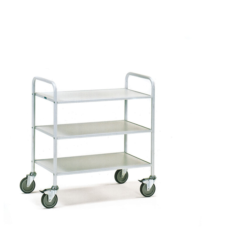 [015012] Carro para oficina de acero con 3 estantes - Dim. plataforma 800 x 500 mm - Gris ral 7035