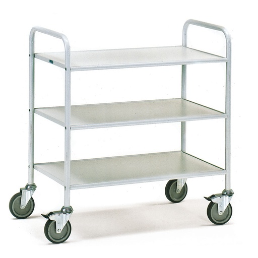 [015012] Carro para oficina de acero con 3 estantes - Dim. plataforma 800 x 500 mm - Gris ral 7035