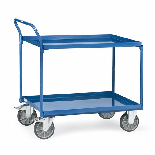 [015013] Carro de taller con estante metálico con reborde tipo bandeja - Dim. plataforma 850x500 mm - Azul ral 5007