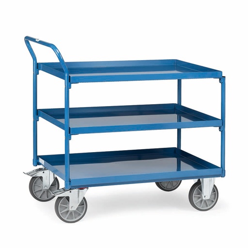 [015015] Carro de taller con estante metálico con reborde tipo bandeja - Dim. plataforma 1000x700 mm - Azul ral 5007