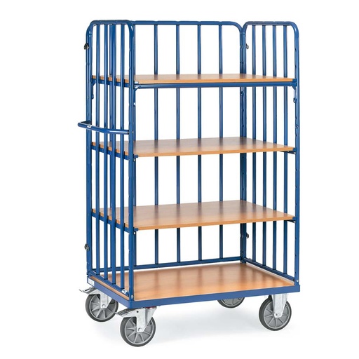 [015027] Carro para picking con paredes tubulares y 3 estantes - Dim. plataforma: 1200x800 mm - Azul ral 5007