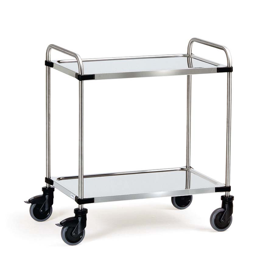 [015051] Carro para colectividades de acero inoxidable con 2 estantes -  Dim. plataforma 800 x 500 mm - Acero inoxidable EN 1.4301 / AISI 304.
