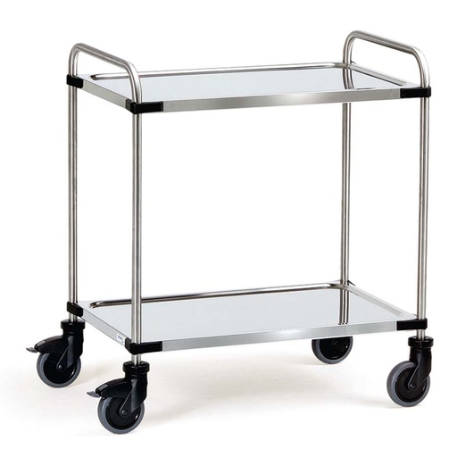 [015051] Carro para colectividades de acero inoxidable con 2 estantes -  Dim. plataforma 800 x 500 mm - Acero inoxidable EN 1.4301 / AISI 304.