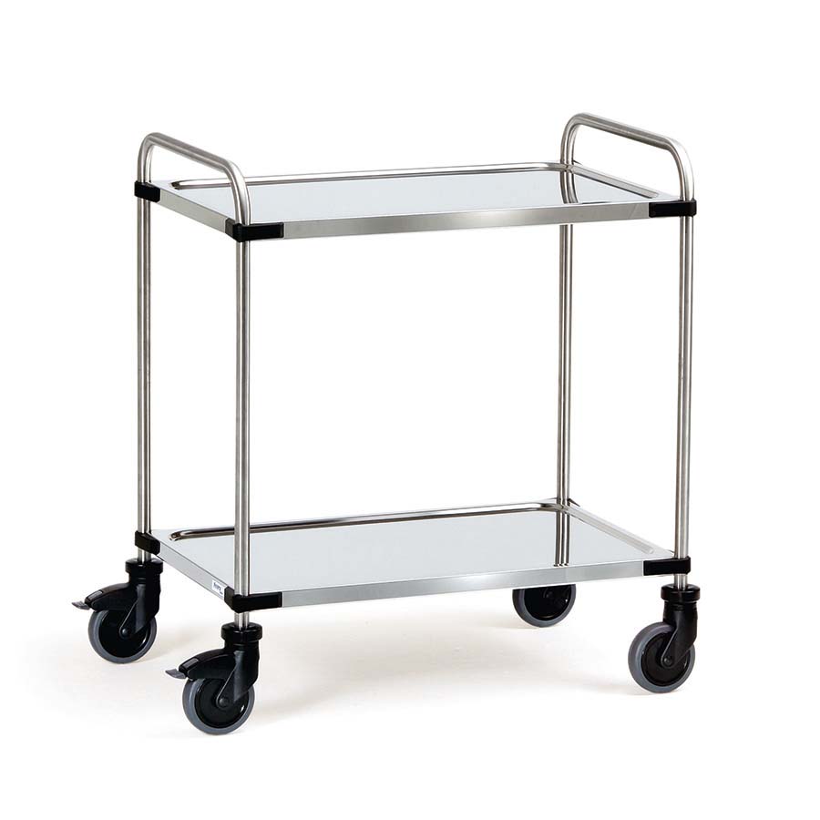 [015052] Carro para colectividades de acero inoxidable con 2 estantes -  Dim. plataforma 1.000 x 600 mm - Acero inoxidable EN 1.4301 / AISI 304.