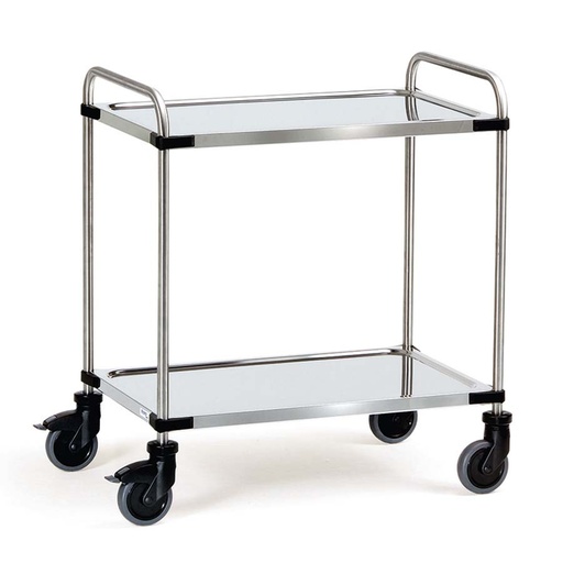 [015052] Carro para colectividades de acero inoxidable con 2 estantes -  Dim. plataforma 1.000 x 600 mm - Acero inoxidable EN 1.4301 / AISI 304.