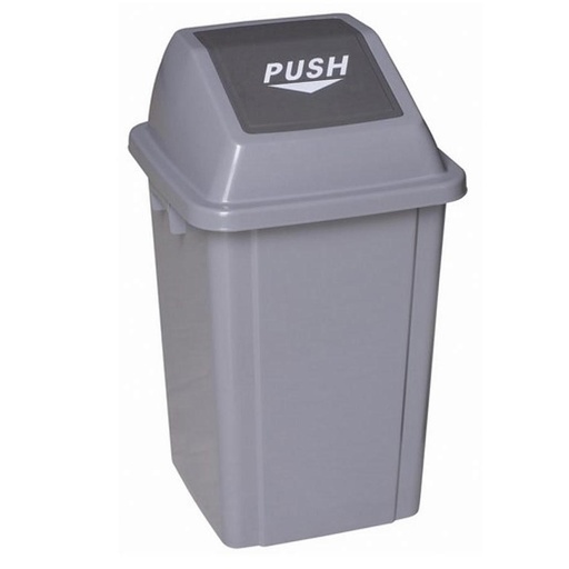[015398] Papelera de plástico con tapa basculante de 40 lts. - Dim.: 410x330x610h mm - Gris 