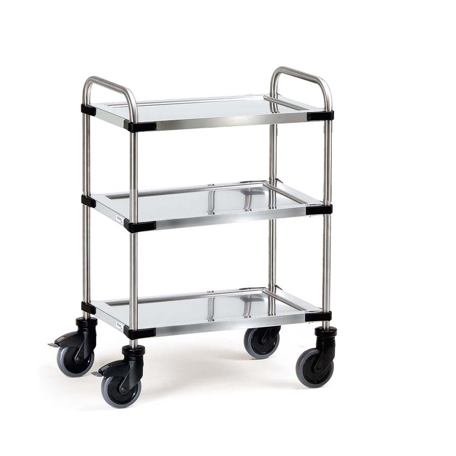 [015634] Carro para colectividades de acero inoxidable con 3 estantes -  Dim. plataforma 630 x 400 mm - Acero inoxidable EN 1.4301 / AISI 304.