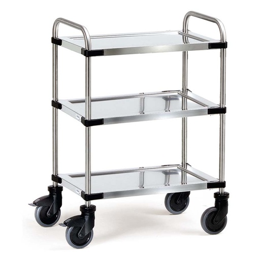 [015634] Carro para colectividades de acero inoxidable con 3 estantes -  Dim. plataforma 630 x 400 mm - Acero inoxidable EN 1.4301 / AISI 304.