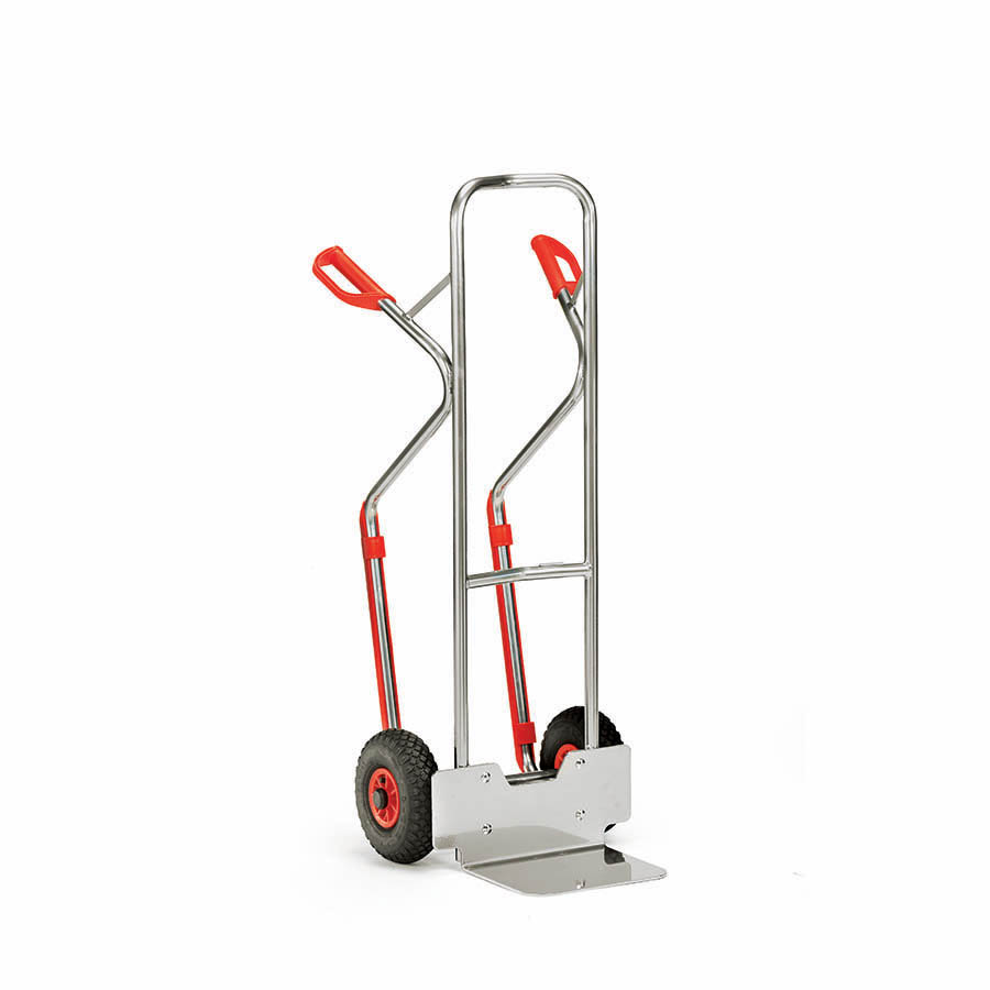 [015685] Carretilla de mano de aluminio con ruedas neumáticas y patines - Dim. pala 320 x 250 mm - Aluminio