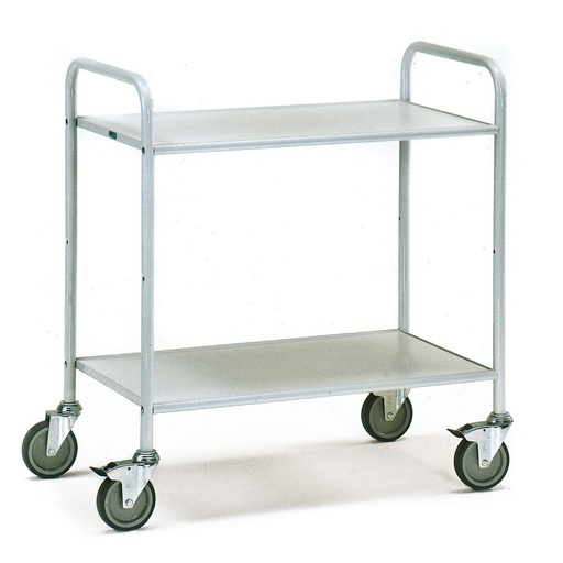 [015896] Carro para oficina de acero con 2 estantes - Dim. plataforma 800 x 500 mm - Gris ral 7035