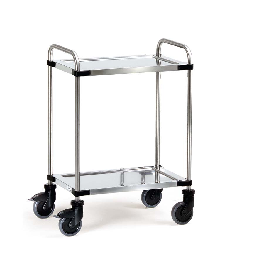 [016589] Carro para colectividades de acero inoxidable con 2 estantes -  Dim. plataforma 630 x 400 mm - Acero inoxidable EN 1.4301 / AISI 304.