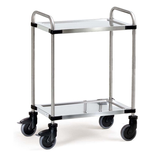[016589] Carro para colectividades de acero inoxidable con 2 estantes -  Dim. plataforma 630 x 400 mm - Acero inoxidable EN 1.4301 / AISI 304.