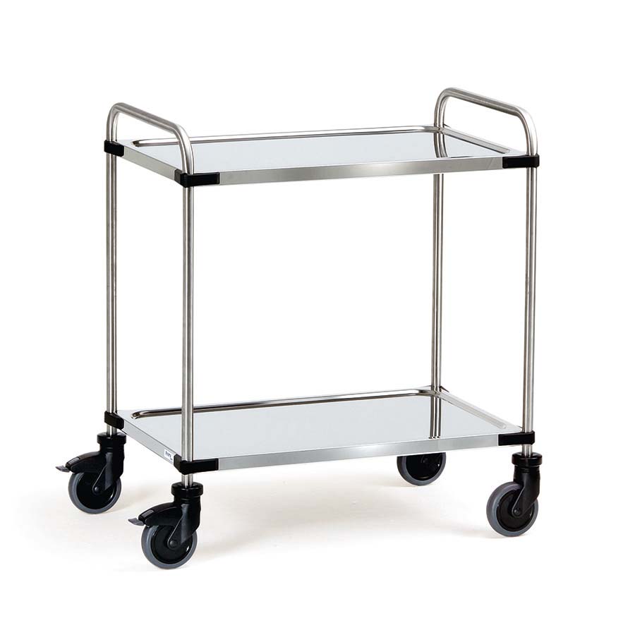 [016590] Carro para colectividades de acero inoxidable con 2 estantes -  Dim. plataforma 1.000 x 500 mm - Acero inoxidable EN 1.4301 / AISI 304.