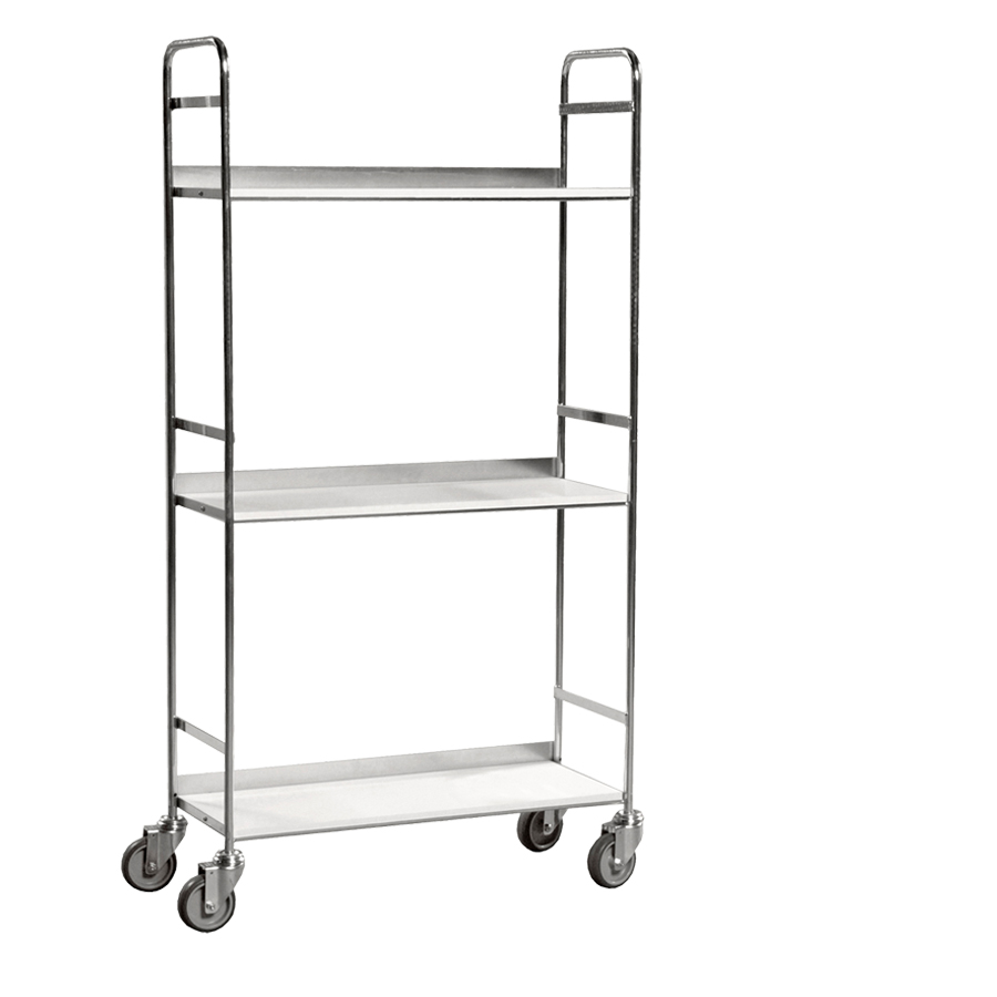 [017235] Carro para oficina de acero con 2 estantes y tope posterior - Dim. plataforma 790x290x1500h mm - Galvanizado