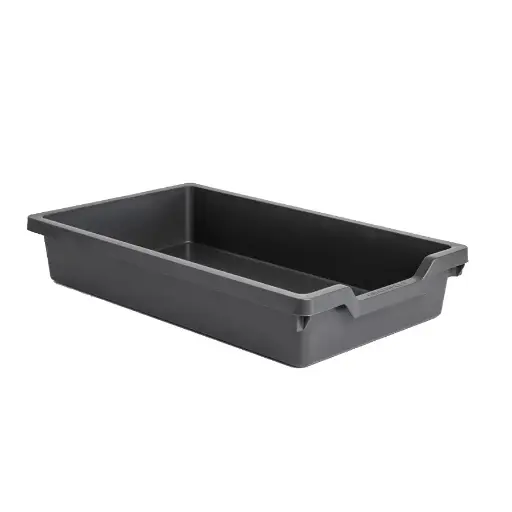 [017256] Pack de 21 cubetas plásticas para carro con guías - Dim.: 260x427x75h mm - Gris oscuro