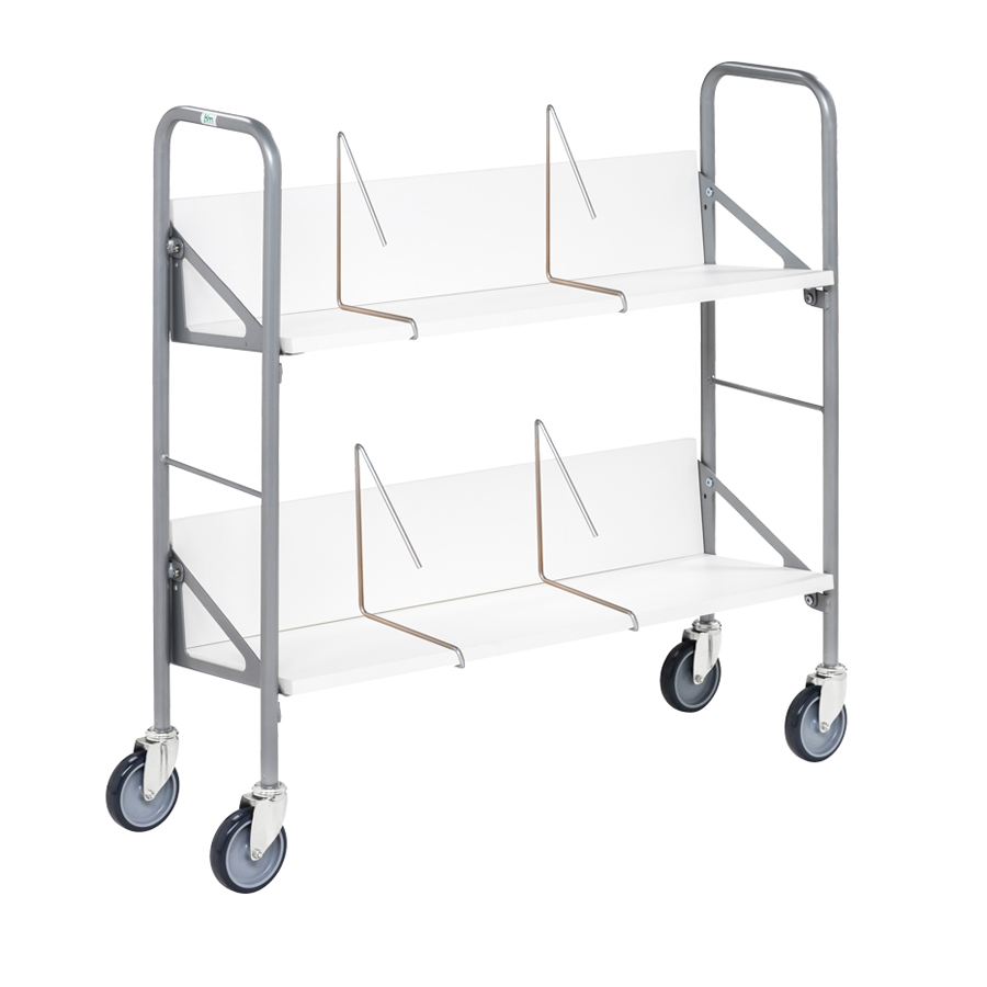 [017265] Carro para oficina de acero con 2 estantes y pared posterior - Dim. plataforma 975x320x920h mm - Gris ral 7000