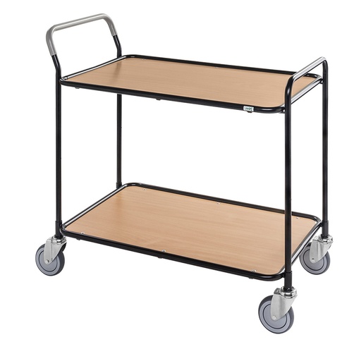 [017490] Carro móvil para camarera y servicio con 2 estantes - Dim. plataforma 850x508 mm - Negro