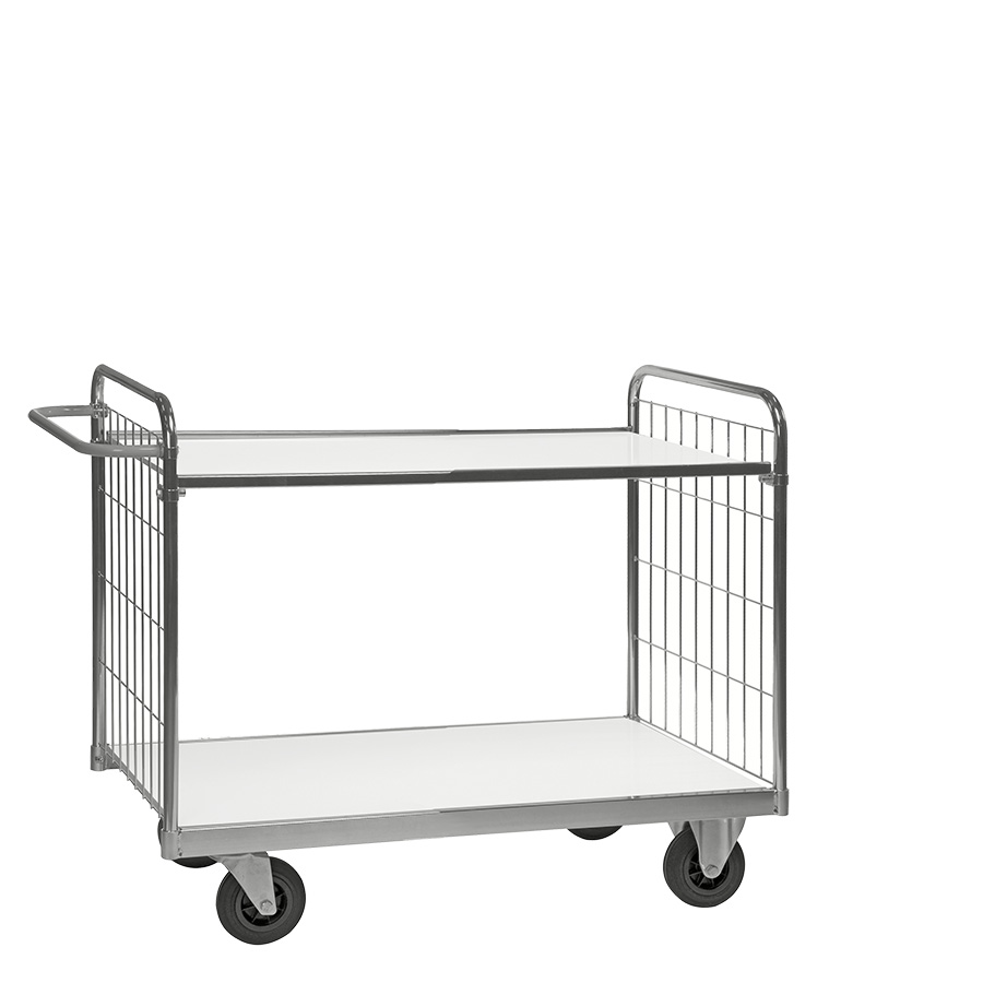 [018047] Carro de malla para picking y distribución de gran tamaño con 2 estantes - Dim. plataforma 1400x600h mm - Galvanizado