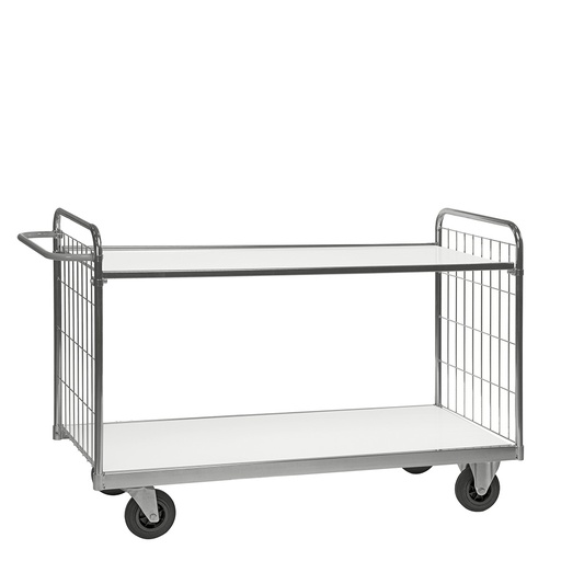 [018053] Carro de malla para picking y distribución de gran tamaño con 2 estantes - Dim. plataforma 1600x600h mm - Galvanizado
