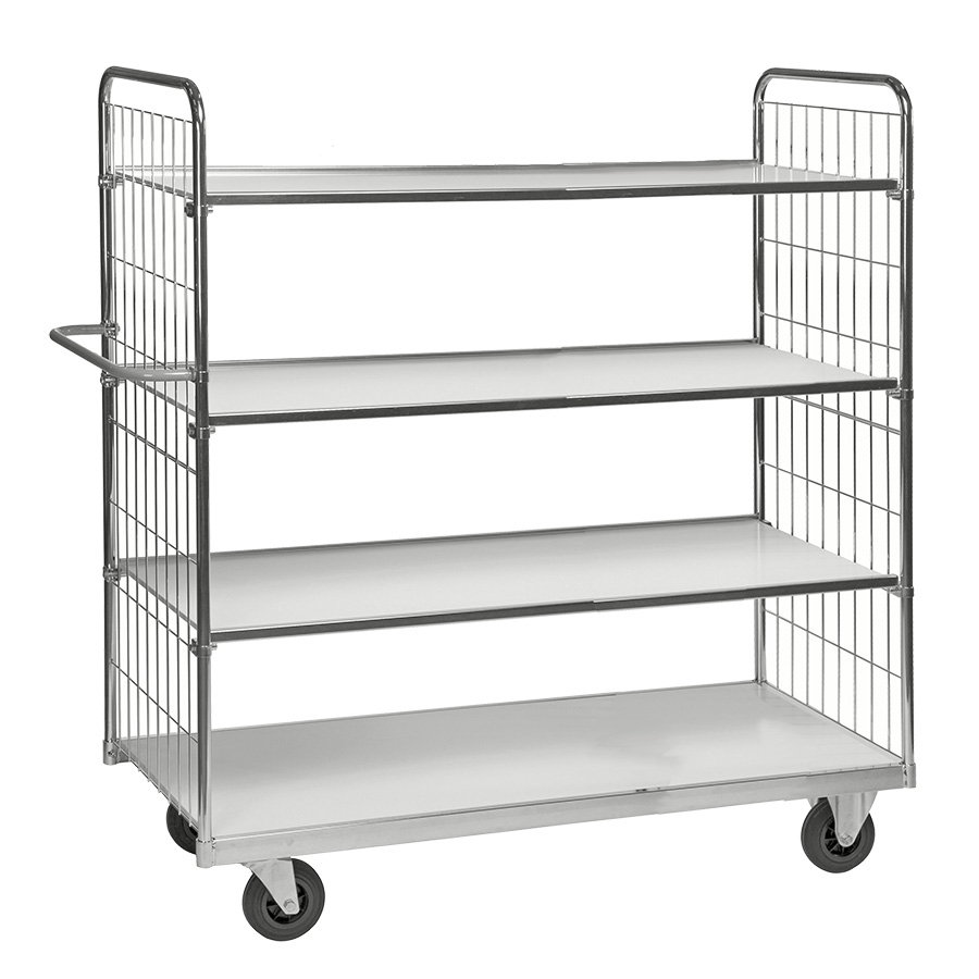 [018069] Carro de malla para picking y distribución de gran tamaño con 4 estantes - Dim. plataforma 1600x600h mm - Galvanizado
