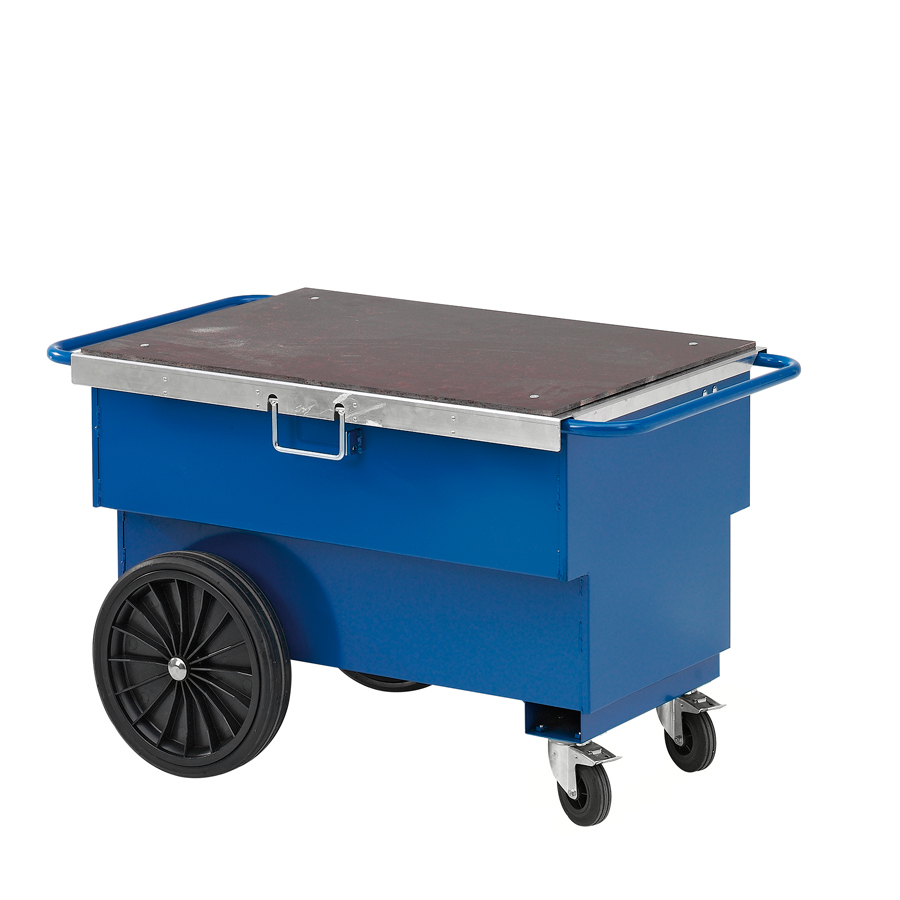 [018101] Arcón metálico móvil con ruedas plásticas de Ø400 mm - Dim.: 1260x760x720h mm - Azul ral 5010