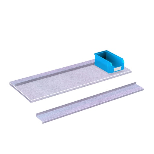 [020217] Retenedor trasero de estante para armario porta cajas - dim.: 675x65x12h mm - Galvanizado