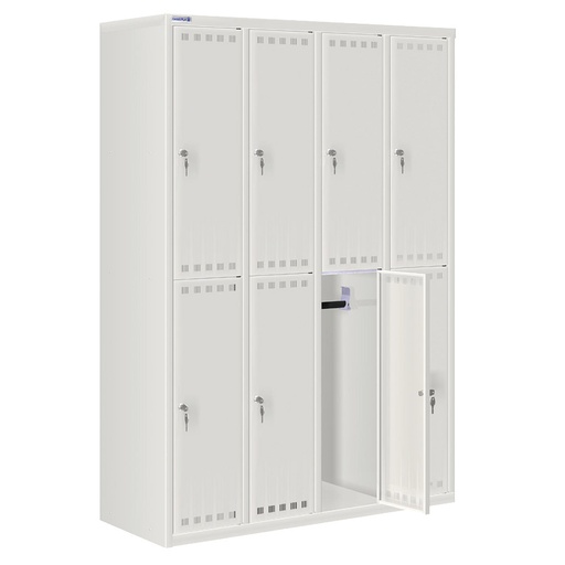 [020554] Taquilla metálica para vestuario con 8 puertas y cerradura cilindro - Dim.: 1195x500x1750h mm - Gris ral 7035