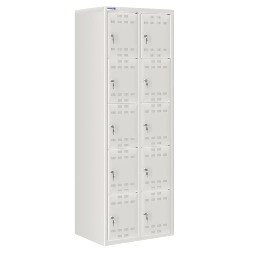 [020555] Consigna metálica con 10 puertas y cerradura cilindro - Dim.: 605x500x1750h mm - Gris ral 7035
