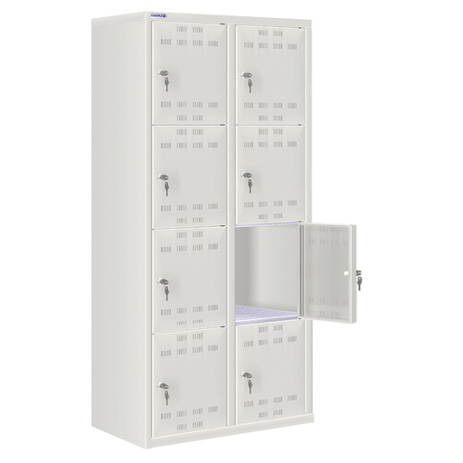 [020558] Taquilla metálica para vestuario con 8 puertas y cerradura cilindro - Dim.: 805x500x1750h mm - Gris ral 7035