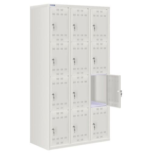 [020559] Taquilla metálica para vestuario con 12 puertas y cerradura cilindro - Dim.: 900x500x1750h mm - Gris ral 7035