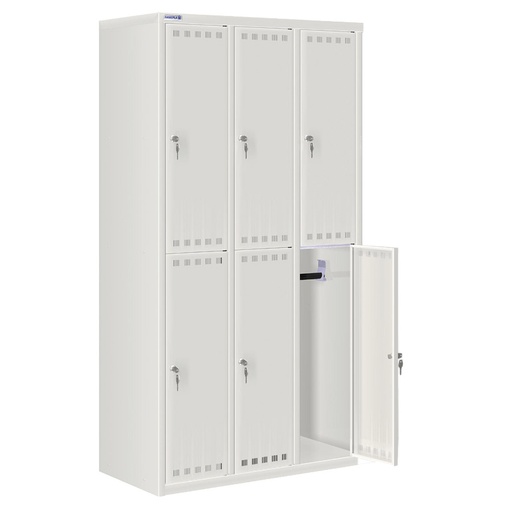 [020561] Taquilla metálica para vestuario con 6 puertas cerradura cilindro - Dim.: 900x500x1750h mm - Gris ral 7035