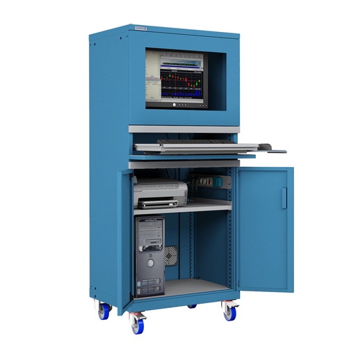 [020594] Armario con ruedas para protección de ordenadores - Dim.: 717x595x1762h mm - Azul ral 5012
