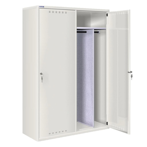 [020697] Ropero metálico con 2 puertas, divisor interior y cerradura de llave - Dim.: 1145x500x1750h mm - Gris ral 7035