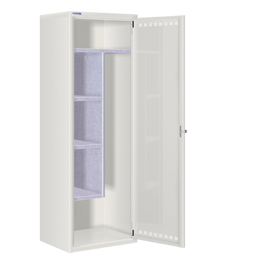 [020706] Ropero metálico 1 puerta, divisor interior con 4 huecos y cerradura de llave - Dim.: 585x500x1750h mm - Gris ral 7035
