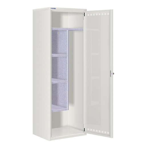 [020706] Ropero metálico 1 puerta, divisor interior con 4 huecos y cerradura de llave - Dim.: 585x500x1750h mm - Gris ral 7035