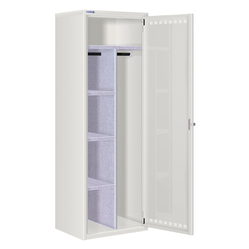 [020707] Ropero metálico 1 puerta, divisor interior con 5 huecos y cerradura de llave - Dim.: 585x500x1750h mm - Gris ral 7035