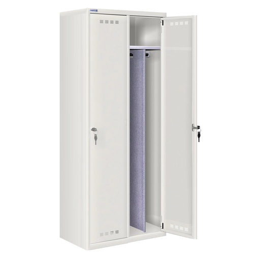 [020712] Ropero metálico con 2 puertas, divisor interior y cerradura de llave - Dim.: 805x500x1750h mm - Gris ral 7035