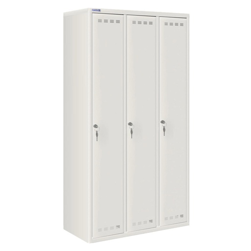 [020715] Ropero metálico con 3 puertas y cerradura de llave - Dim.: 900x500x1750h mm - Gris ral 7035