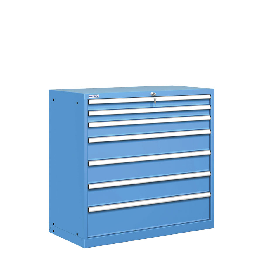 [020746] Cajonera metálica con 7 cajones - Dim.: 1023x572x1000h mm - Azul ral 5012