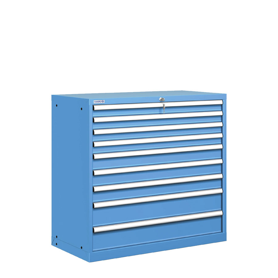 [020768] Cajonera metálica con 9 cajones - Dim.: 1023x572x1000h mm - Azul ral 5012