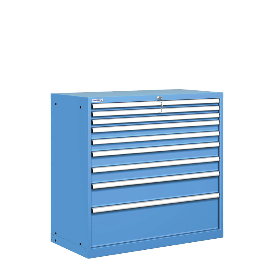 [020772] Cajonera metálica con 9 cajones - Dim.: 1023x572x1000h mm - Azul ral 5012