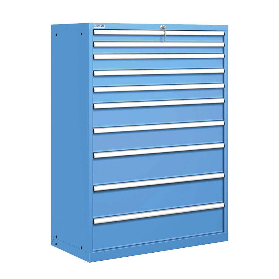 [020780] Cajonera metálica con 10 cajones - Dim.: 1023x572x1450h mm - Azul ral 5012