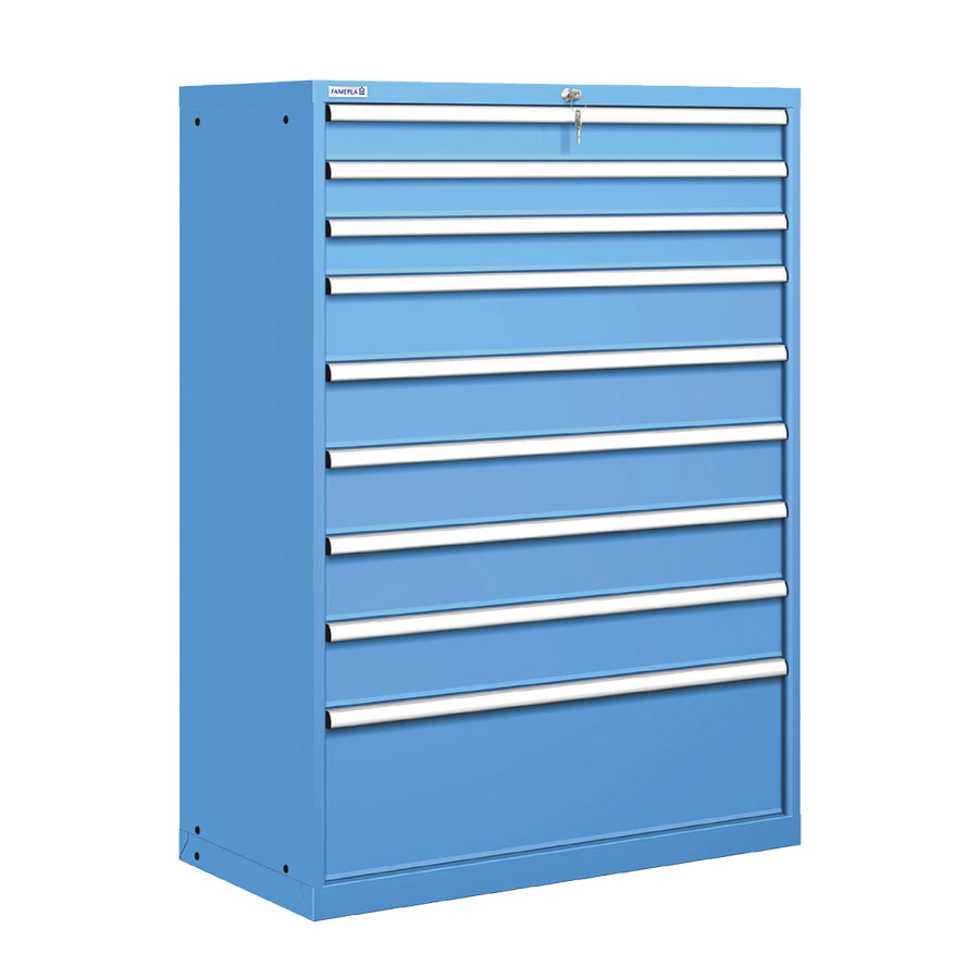 [020785] Cajonera metálica con 9 cajones - Dim.: 1023x572x1450h mm - Azul ral 5012