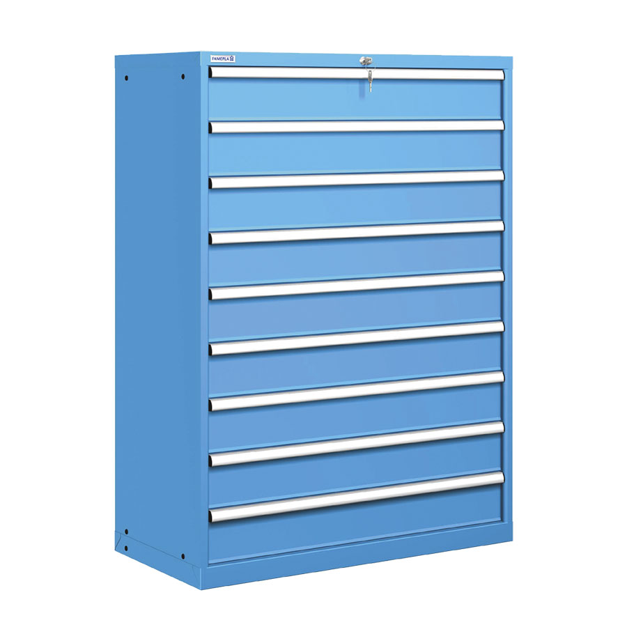 [020786] Cajonera metálica con 9 cajones - Dim.: 1023x572x1450h mm - Azul ral 5012