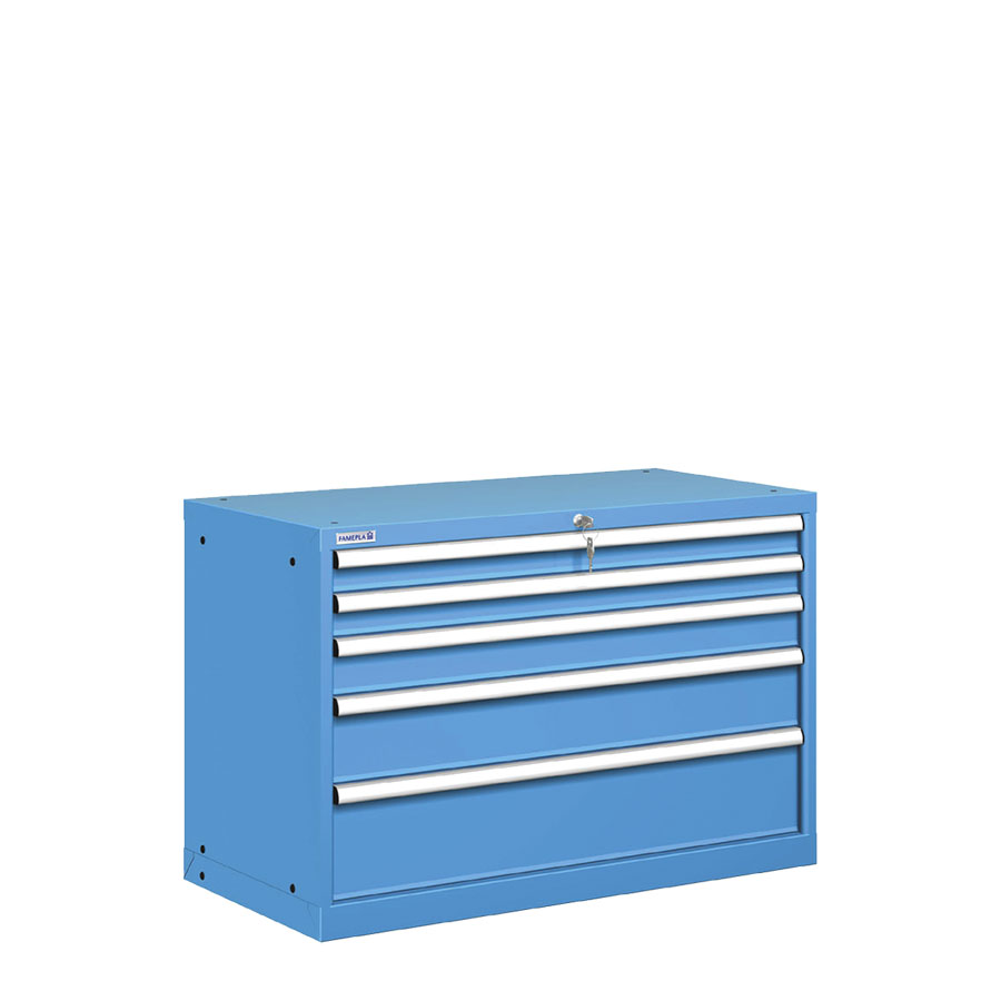 [020816] Cajonera metálica con 5 cajones - Dim.: 1023x572x700h mm - Azul ral 5012