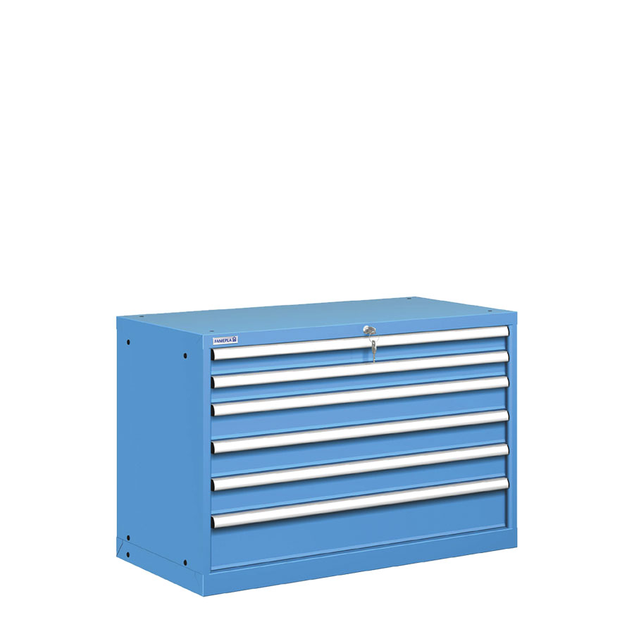 [020820] Cajonera metálica con 6 cajones - Dim.: 1023x572x700h mm - Azul ral 5012