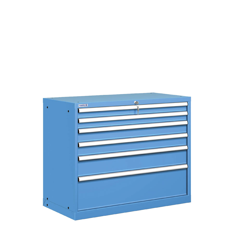 [020828] Cajonera metálica con 6 cajones - Dim.: 1023x572x850h mm - Azul ral 5012
