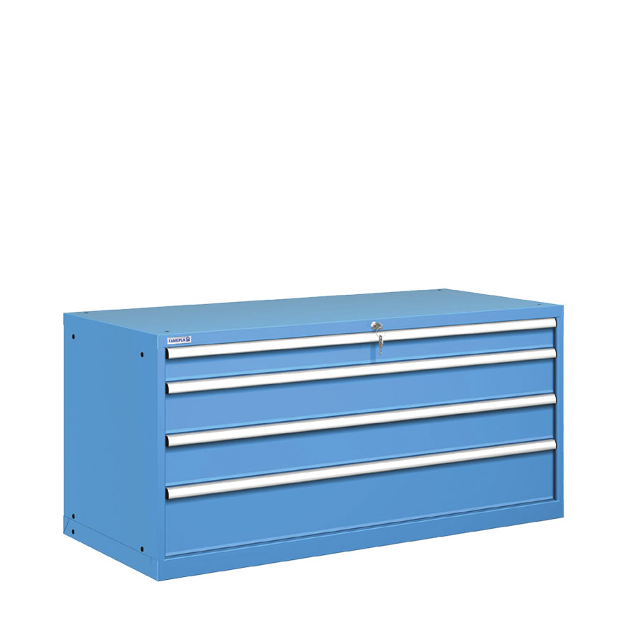 [020960] Cajonera metálica con 4 cajones - Dim.: 1431x725x700h mm - Azul ral 5012