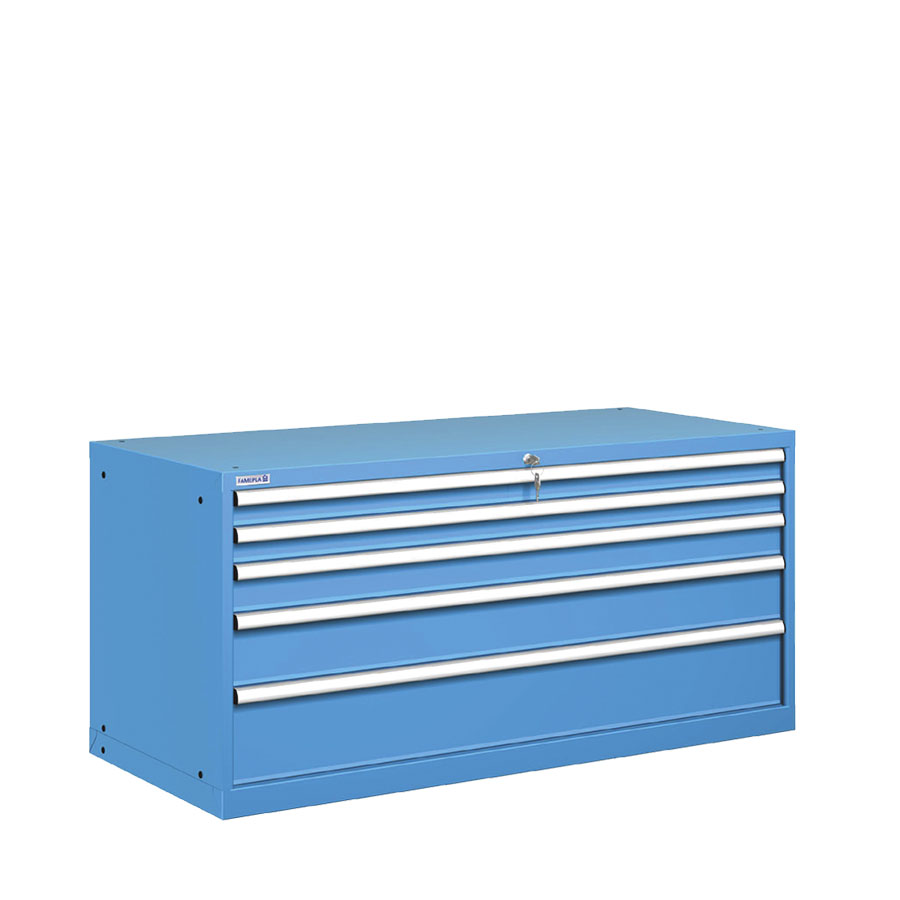 [020962] Cajonera metálica con 5 cajones - Dim.: 1431x725x700h mm - Azul ral 5012