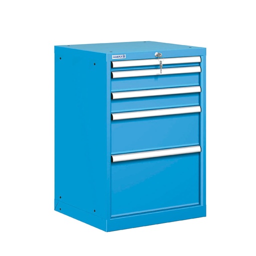 [021122] Cajonera metálica con 5 cajones - Dim.: 564x572x850h mm - Azul ral 5012